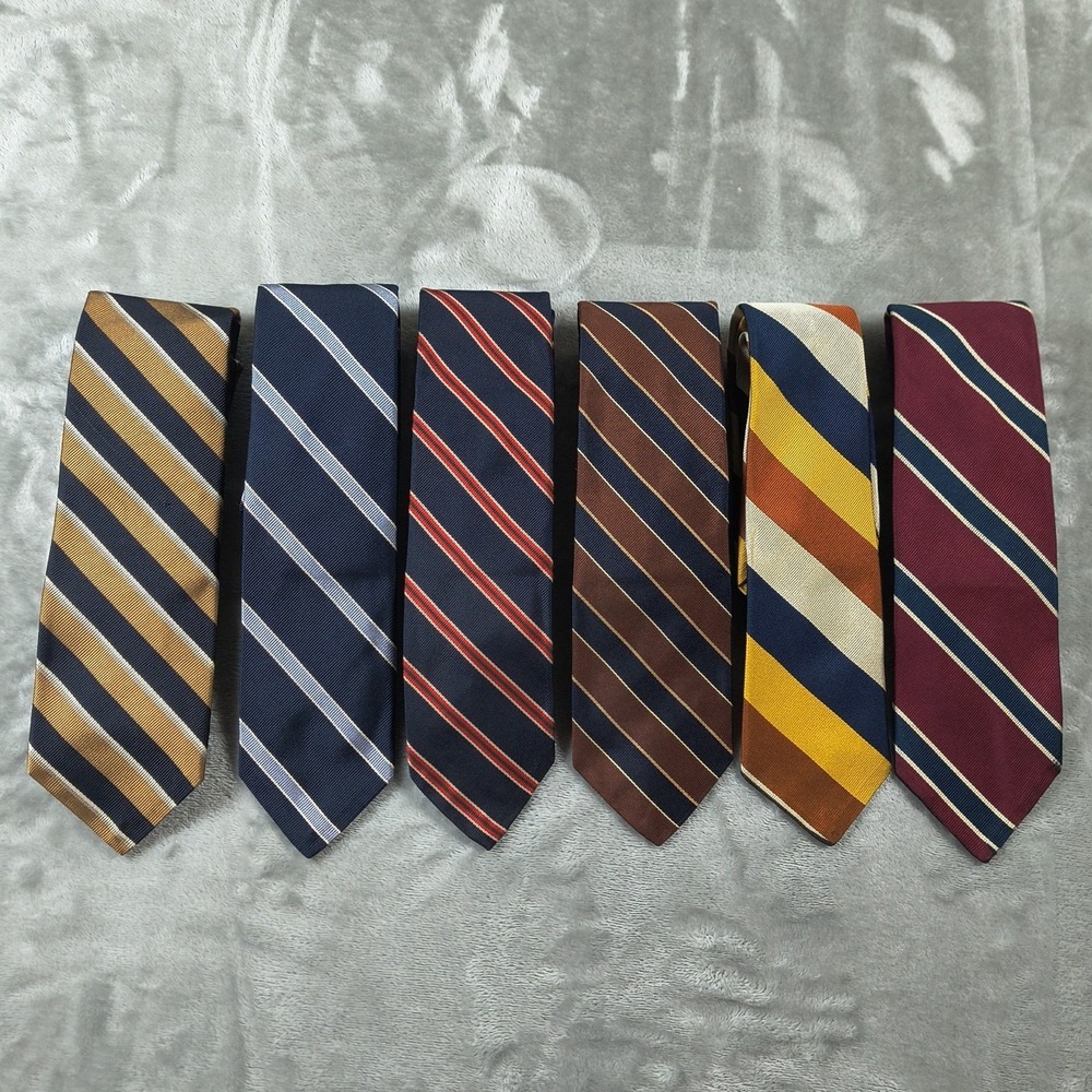 Vintage Robert Talbott Tie Lot of 6 Mens Striped Blue Red Gold Old Money 60s 70s